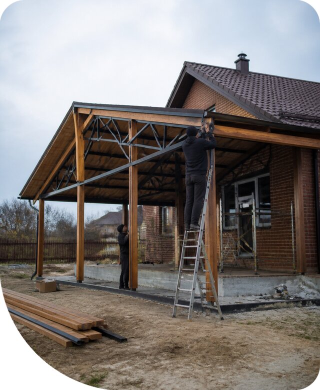 Пристройка навеса к дому и участку в Балашове под ключ
